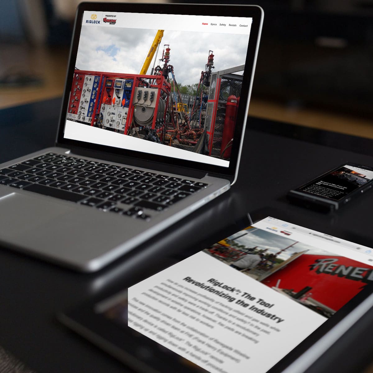 InSync Media industrial website design on mobile and laptop. https://renegadewls.com/