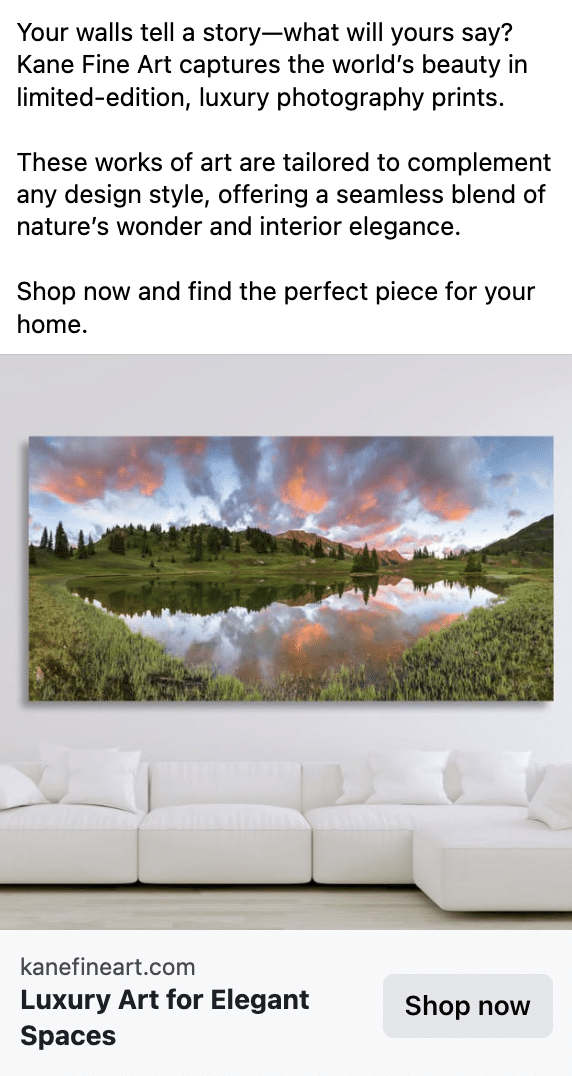 Local Artist Uses CTA in Ad to Drive Sales